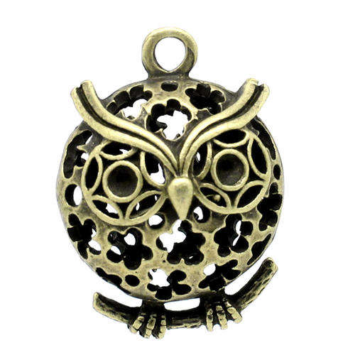 CHARMS - ANTIQUE BRONZE - OWL - 3D PENDANTS - 3.5 x 2.5cm