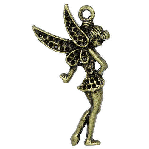CHARMS - ANTIQUE BRONZE - TINKERBELL - CHARM PENDANTS - 3.6x1.9mm