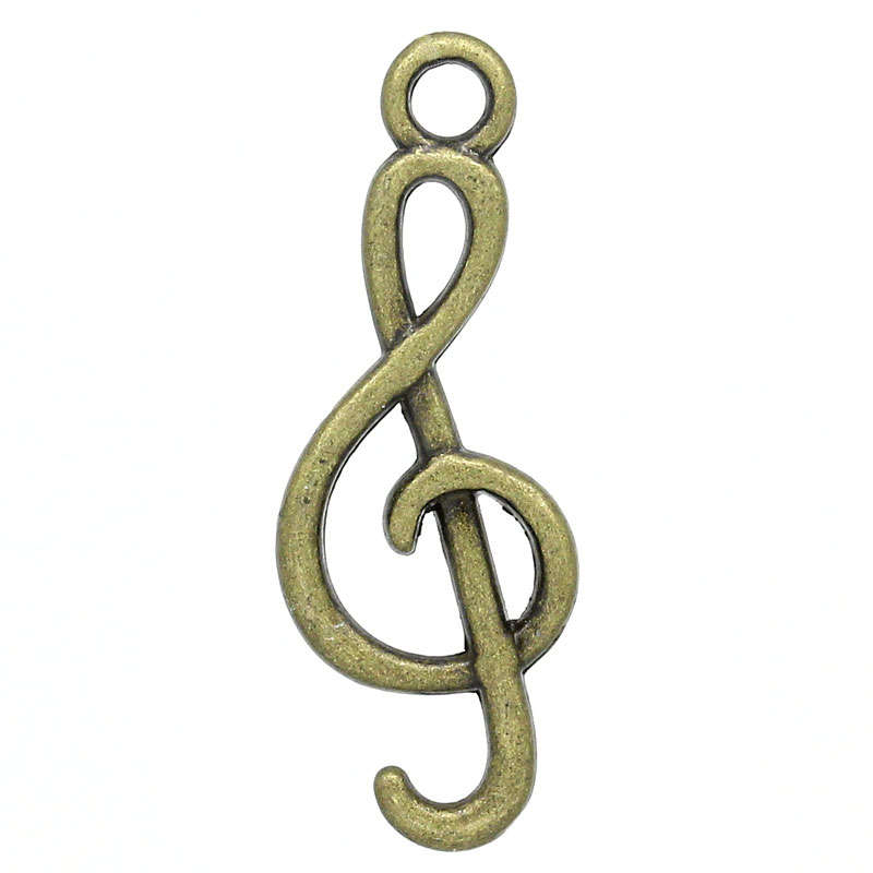CHARMS - ANTIQUE BRONZE - MUSIC NOTE - CONNECTORS - 26x9mm