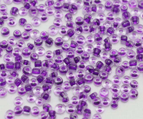 SEED BEADS - GLASS - COLOR LINED - ROUND - DARK PURPLE - 3x3.6mm - SOLD PER 25g PACKET
