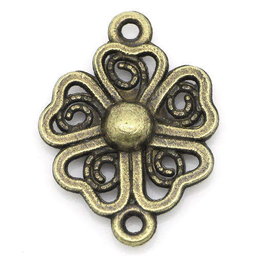 CONNECTORS - ANTIQUE BRONZE - 5 LEAF CLOVER - CHARMS - 21x15mm