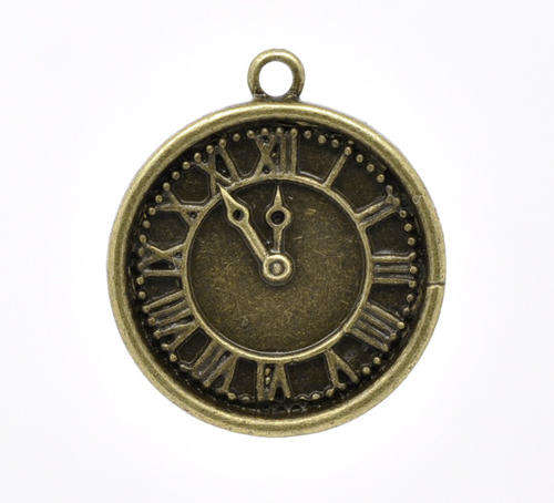 CHARMS - ANTIQUE BRONZE - VINTAGE CLOCK - PENDANTS - LARGE - 28x25mm