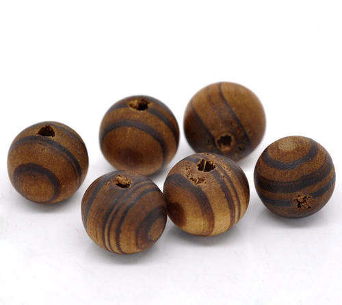 WOODEN BEADS - NATURAL - COFFEE - ROUND - 11mm