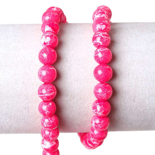 GLASS BEADS - LOOSE - FUCHSIA - MOTTLED - 8mm