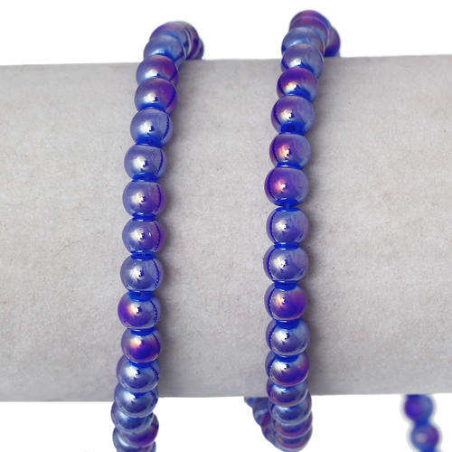 GLASS BEADS - ROUND - ROYAL BLUE - AB - 6mm - SOLD PER STRAND