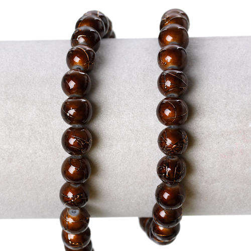 GLASS BEADS - COFFEE - DRAWBENCH - ROUND - 8mm - SOLD PER BEAD