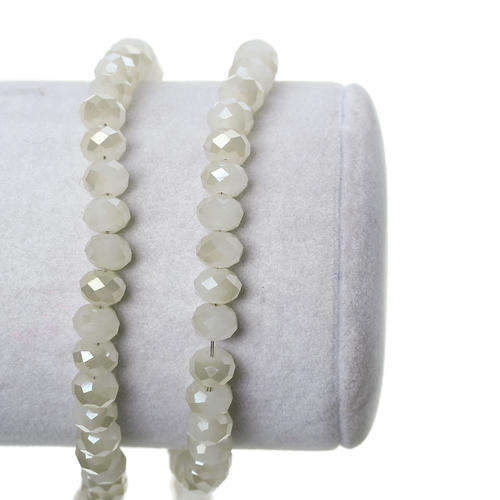 CZECH - CRYSTAL GLASS - FACETED - BEADS - RONDELLE - WHITE AND CHAMPAGNE - 6mm - SOLD PER BEAD