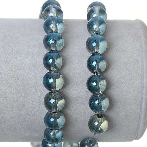 GLASS BEADS - BLUE GREY - AB - TRANSPARENT - ROUND - 8mm - SOLD PER BEAD