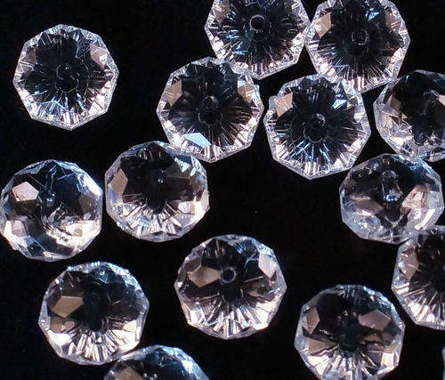 ACRYLIC - CLEAR - FACETED - RONDELLE - BEADS - 12mm