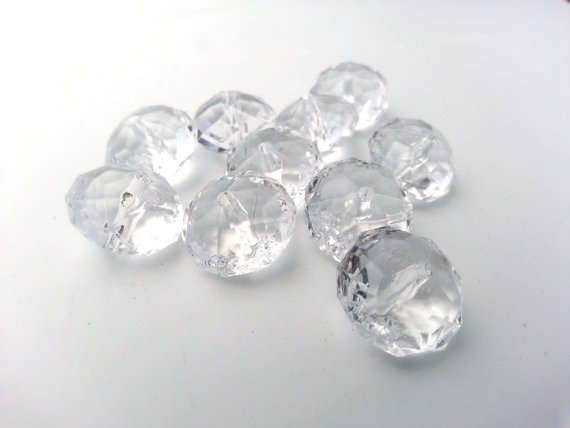 ACRYLIC - CLEAR - FACETED - RONDELLE - BEADS - 15x10mm