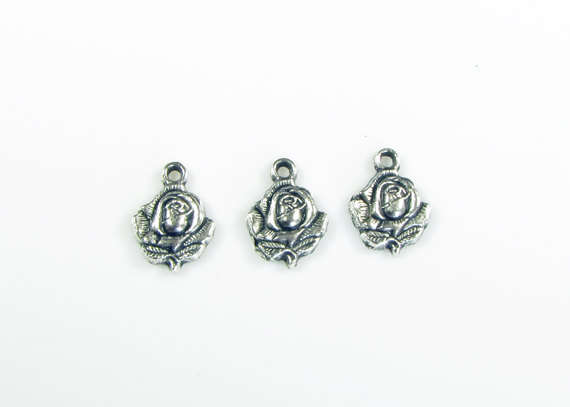 CHARMS - ANTIQUE SILVER - ROSE FLOWER - CHARMS - 19x14mm