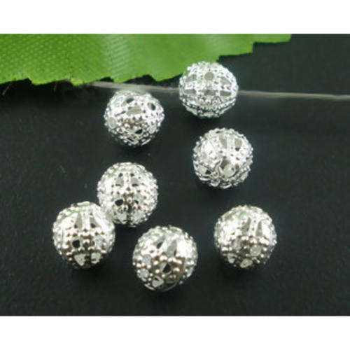 SPACER BEADS - SILVER ORNATE - FILIGREE - 6mm - SOLD 20 PER PACKET