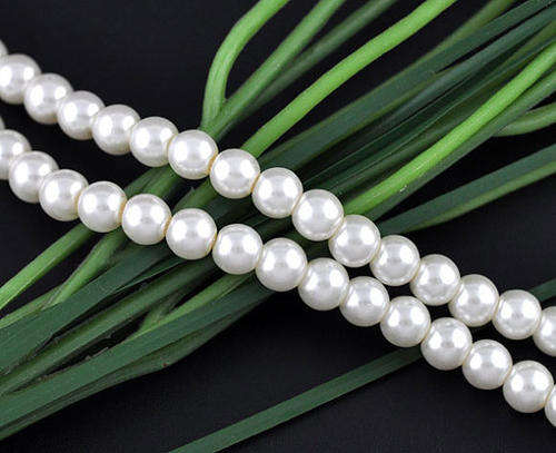 GLASS PEARL BEADS - BRIDAL ICE WHITE - 8mm - 25 PCS