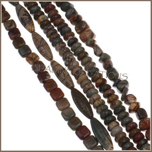 ***CLEARANCE*** GEMSTONE BEADS - NATURAL - PICASSO JASPER - 10-14mm - 5 STRAND LOT