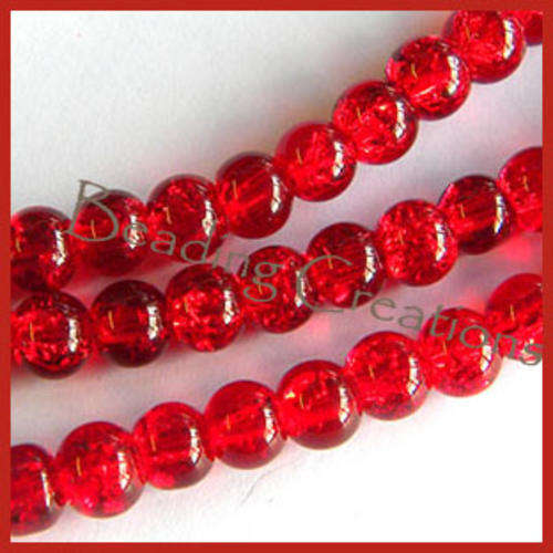 Glass Beads Round Crackle Red 8mm
