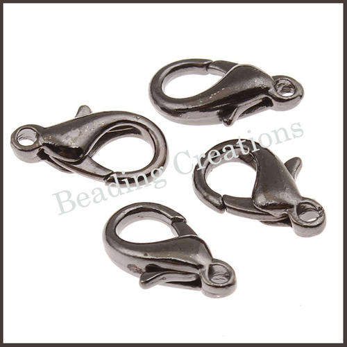 LOBSTER CLASPS - PLUMBUM BLACK - 8x15x5mm - SOLD 5 PER PACKET
