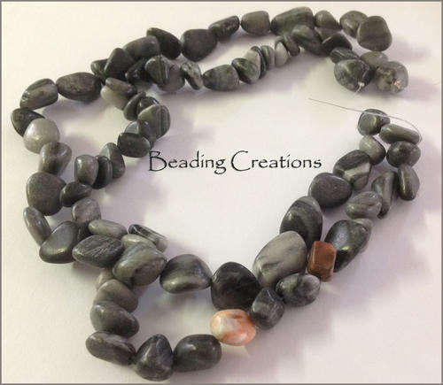 Natural Black And Grey Medium Sized Marble Chipstrand Nuggets