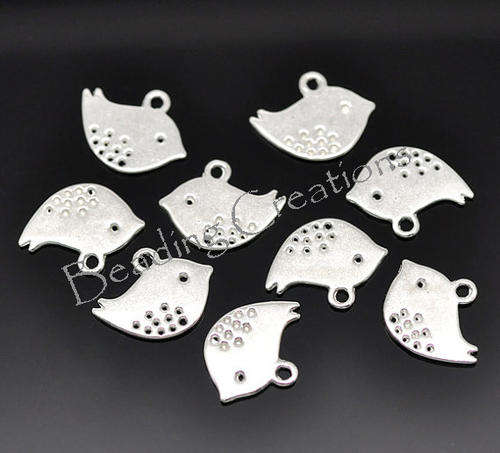 CHARMS - ANTIQUE SILVER - BIRDS - 16x13mm - 5 PCS