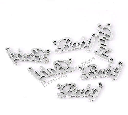 CONNECTORS - SILVER - WORD -" BABY" - CHARMS - 3.8x1.8cm