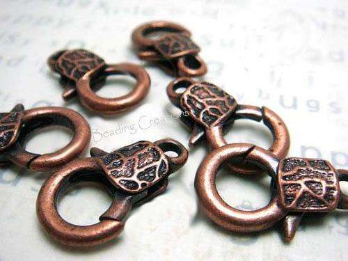 LOBSTER CLASPS - FANCY - ANTIQUE COPPER - ABSTRACT DESIGN 13x20mm - SOLD PER CLASP