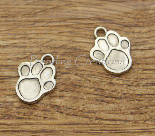 CHARMS - DOG PAW PRINT - ANTIQUE SILVER - 22x17mm