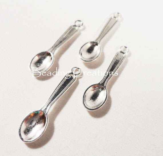 CHARMS - ANTIQUE SILVER - ALLOY - SPOON - 23x3mm