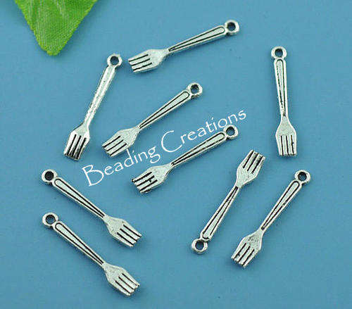 CHARMS - ANTIQUE SILVER - ALLOY - FORK - 23x8mm