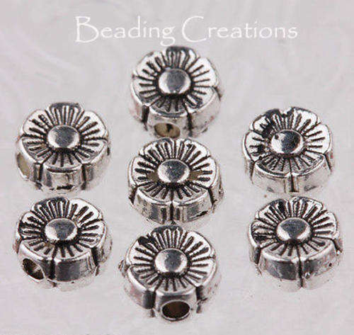 SPACERS - DAISY - BEADS - ANTIQUE SILVER - ALLOY - 6mm