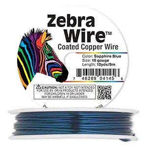 ARTISTIC BEADING WIRE - ZEBRA - IMPORTED COPPER COATED - ROUND - SAPPHIRE BLUE - 18 GAUGE - 9M ROLL