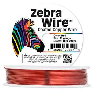 ARTISTIC BEADING WIRE - ZEBRA - IMPORTED COPPER COATED - ROUND - RED - 22 GAUGE - 13M ROLL