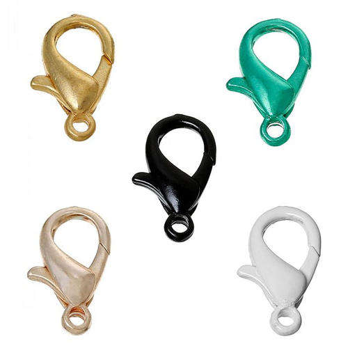 LOBSTER CLASPS - COLOURED - ENAMEL PLATED - 15x9mm - 5 PCS