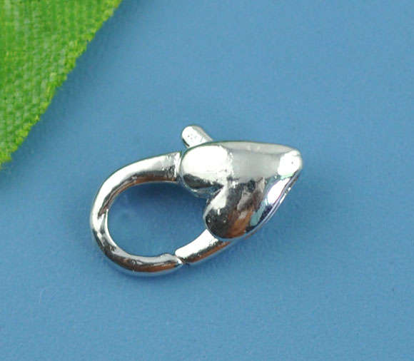 LOBSTER CLASPS - HEART - SILVER TONE - 12x27mm - SOLD PER CLASP