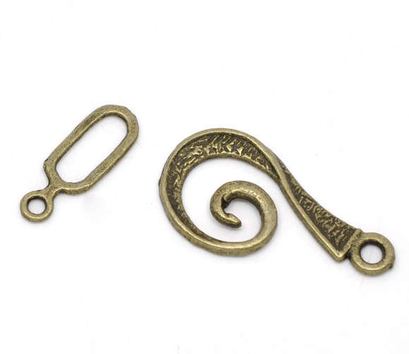 TOGGLE CLASPS - VORTICAL  - ANTIQUE BRONZE 26x12mm