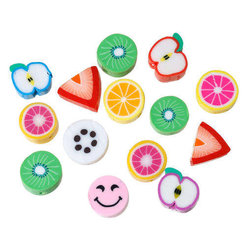 POLYMER CLAY - ASSORTED - MULTICOLOR - FRUIT BEADS - 9 - 11mm