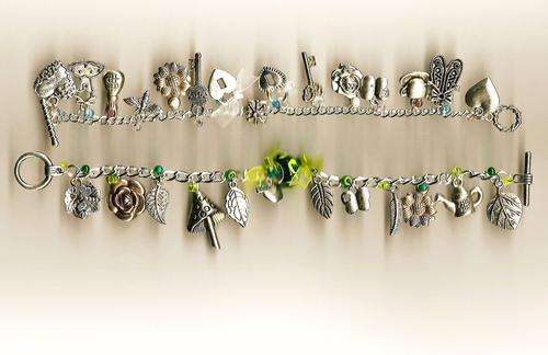 Sterling Silver Charm Bracelets with Seed Beads & Ribbon