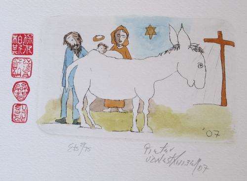 Original Hand Coloured Pieter van der Westhuizen Etching