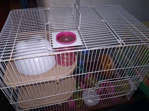 Hamster cage, as new, 3 tiers. Tubes and wheel