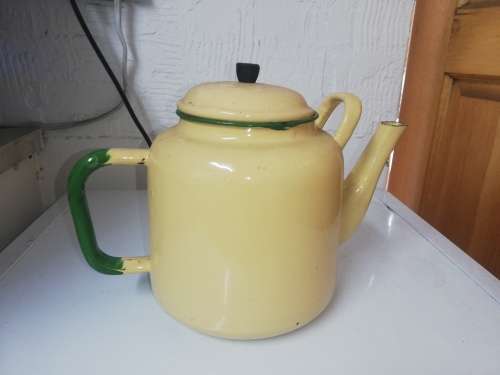 Large enamel coffee pot with lid