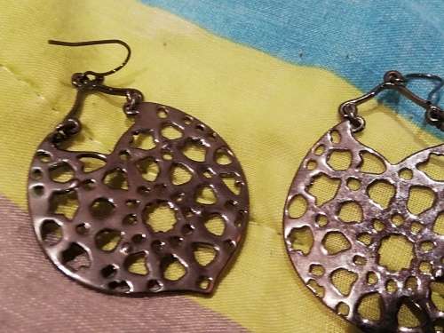 8 x dangle earrings, some with glass or gems. And one wire cross, Bulk sale together.