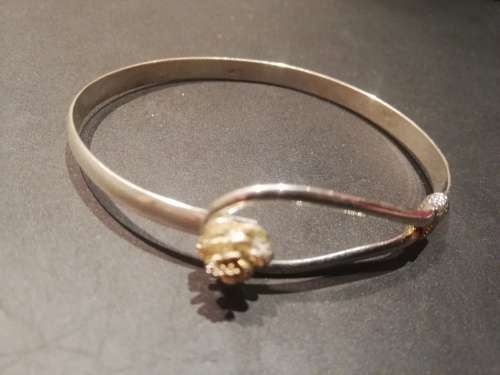 Rose clasp bangle, marked