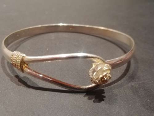 Rose clasp bangle, marked