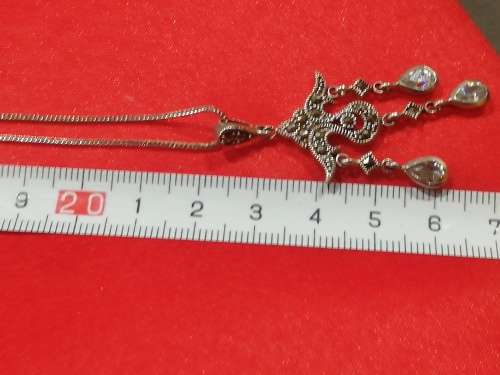 Collectable Vintage Pentant and necklace, old Marcasite