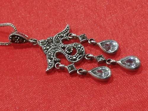 Collectable Vintage Pentant and necklace, old Marcasite