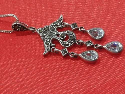 Collectable Vintage Pentant and necklace, old Marcasite