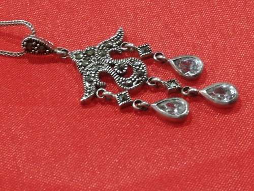Collectable Vintage Pentant and necklace, old Marcasite