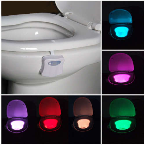 Smart Bathroom LED Body Motion Activated On/Off Seat Sensor Lamp 8 Colour Toilet light