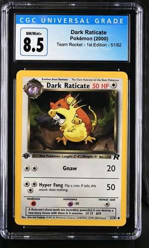Pokemon Dark Raticate #51 First Edition - Graded - CGC 8.5 NM/Mint+