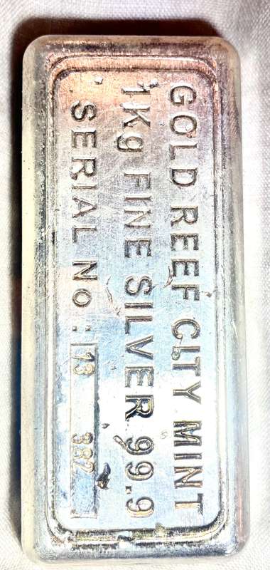 Gold Reef City Mint 1kg Solid Silver 999.9 Bar