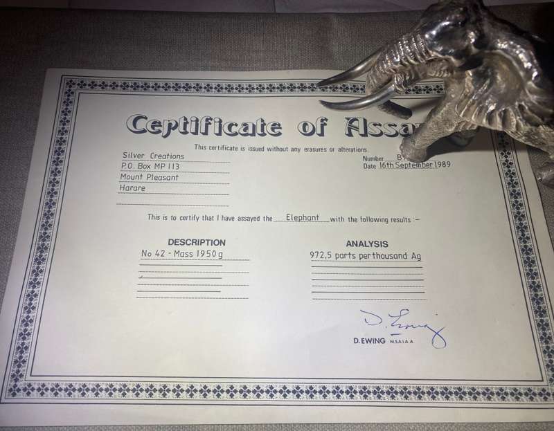 Silver Elephant with Certificate