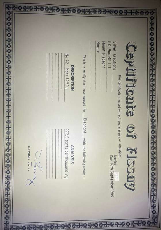 Silver Elephant with Certificate